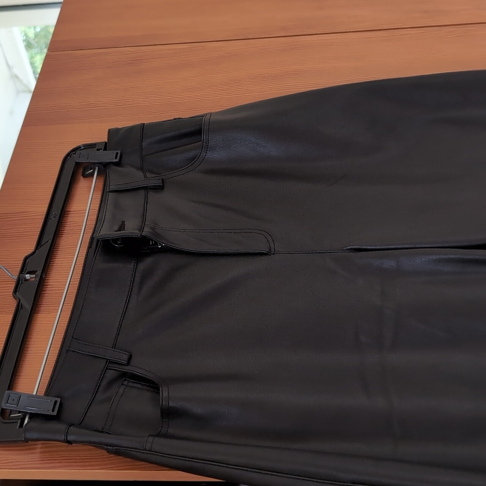 Mango "leather" effect high waist pants
